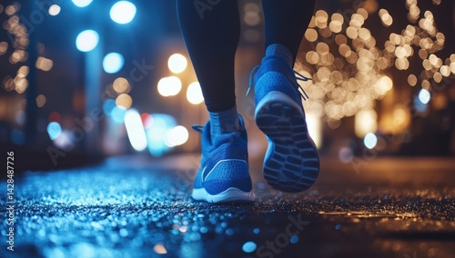 Wallpaper Mural Person walking or running at night with blurred lights in the background. Torontodigital.ca