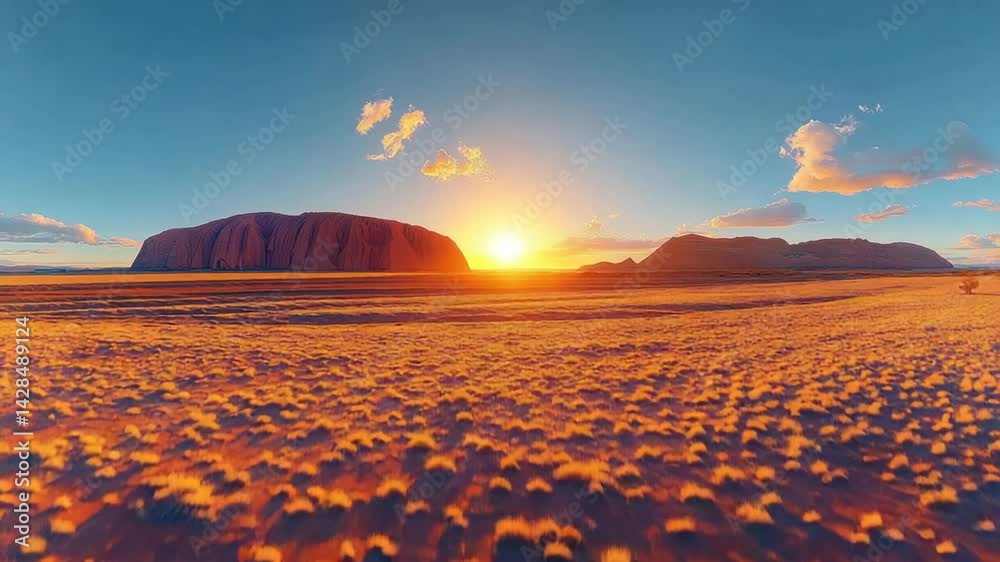 Uluru Sunset with Australian Outback.