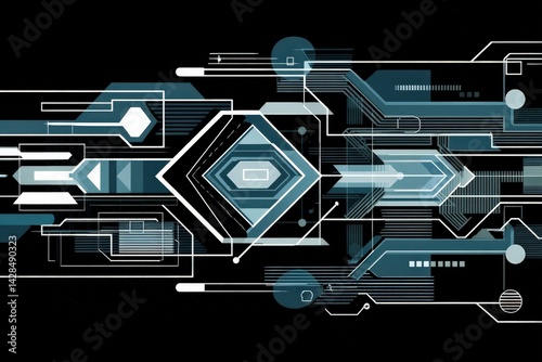 Obraz na płótnie Abstract Digital Background with Geometric Shapes and Lines w salonie