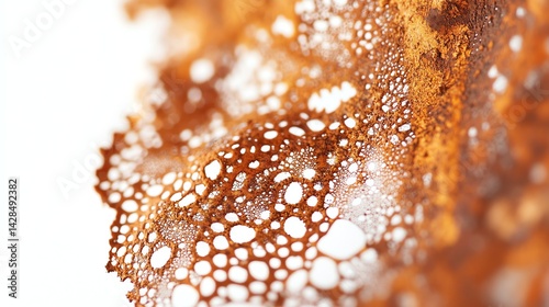 Crispy Lacey Edge of Toffee Candy with Bubbles on White