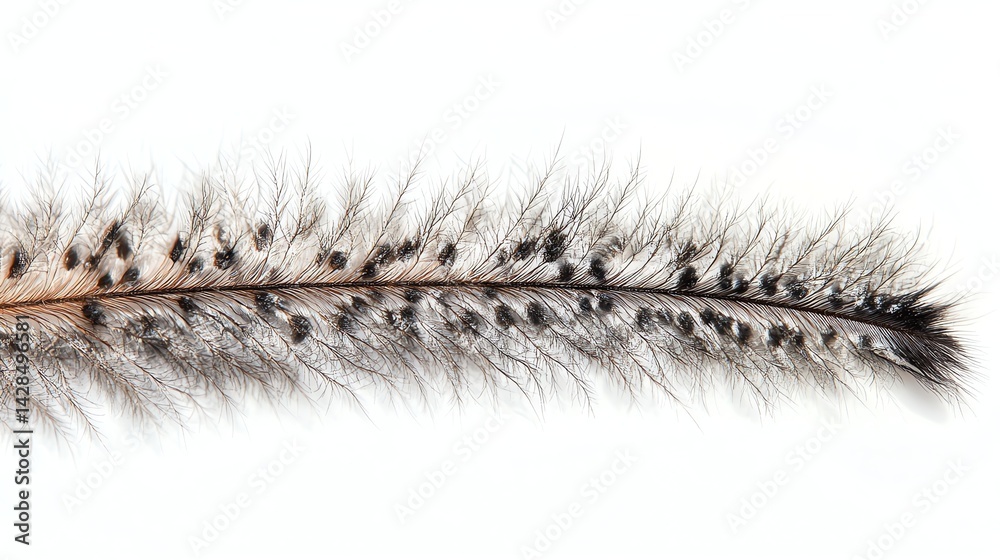 Fototapeta premium Detailed Close-up of Ostrich Feather on White Background for Texture