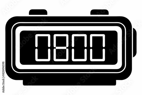 Digital Alarm Clock Silhouette Vector Illustration