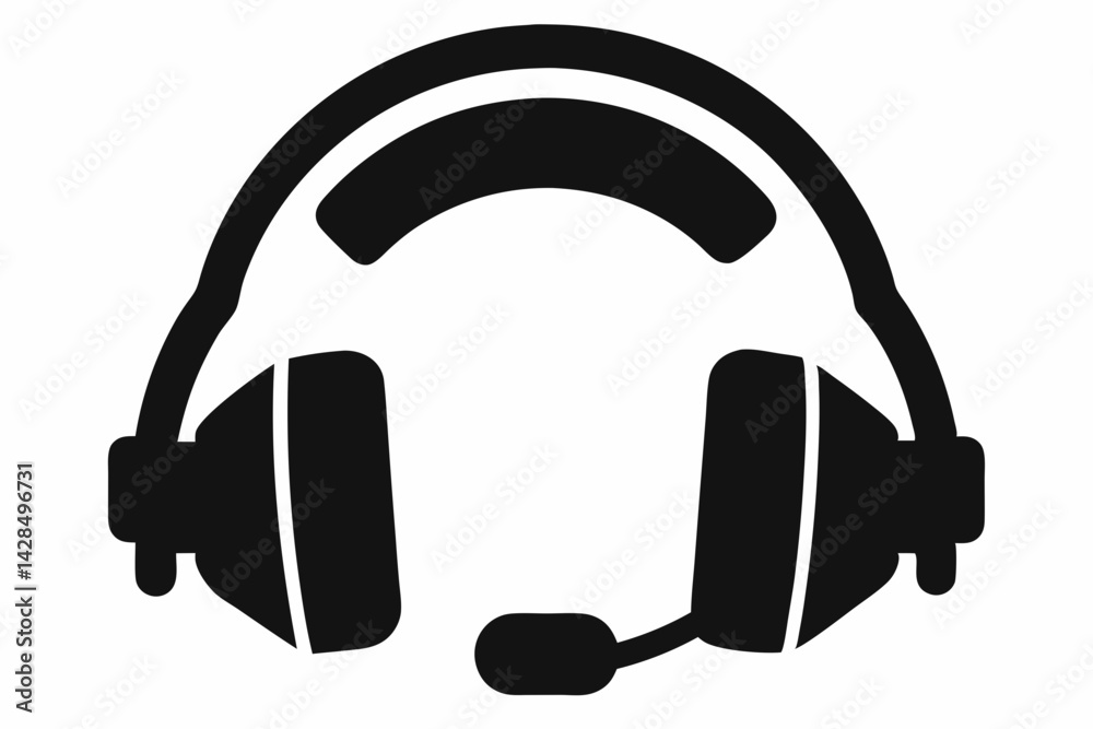 Fototapeta premium Gaming Headset Silhouette Vector Illustration
