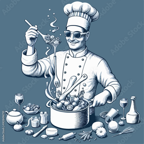 chef with a pan