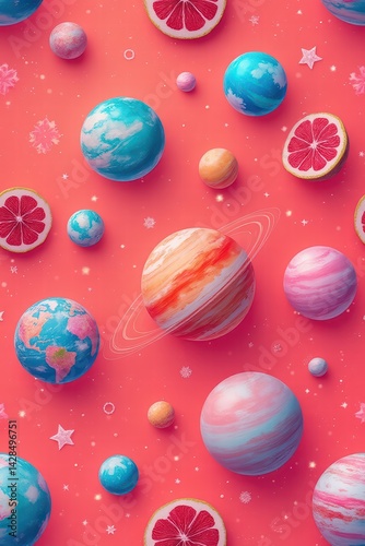 planetas y citricos abtracto 