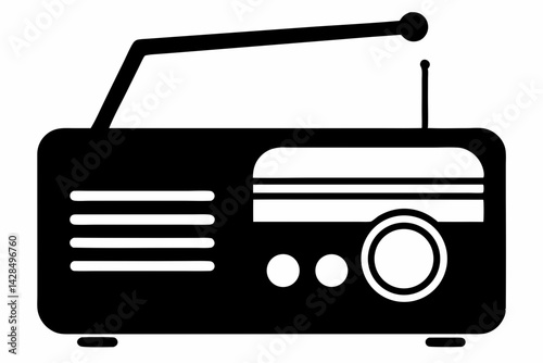 Hand Crank Radio Silhouette Vector Illustration