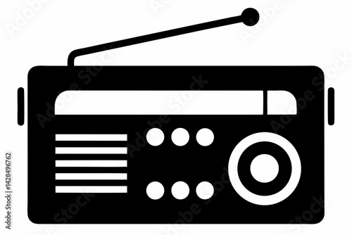 Hand Crank Radio Silhouette Vector Illustration