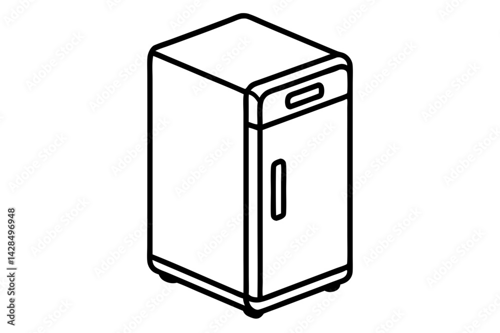Smart Fridge Line Art Vector Illustration Smart Fridge Line Art Vector Illustration