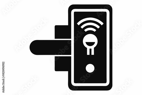 Smart Door Lock Silhouette Vector Illustration