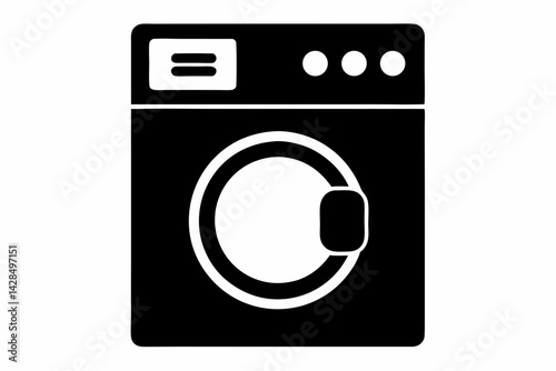 Smart Washing Machine Silhouette Vector Illustration