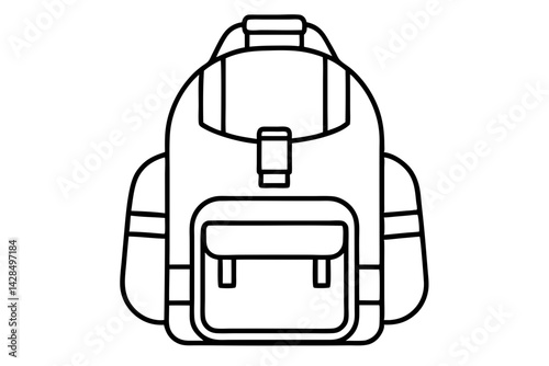 Tactical Backpack Line Art Vector Illustration