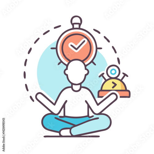 Meditation and Balance: Work-Life Harmony Icon Illustration