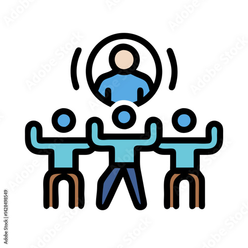 Teamwork concept: Leader directing a group of individuals