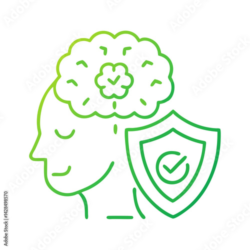 Mental health protection, shield, security, safety icon illustration