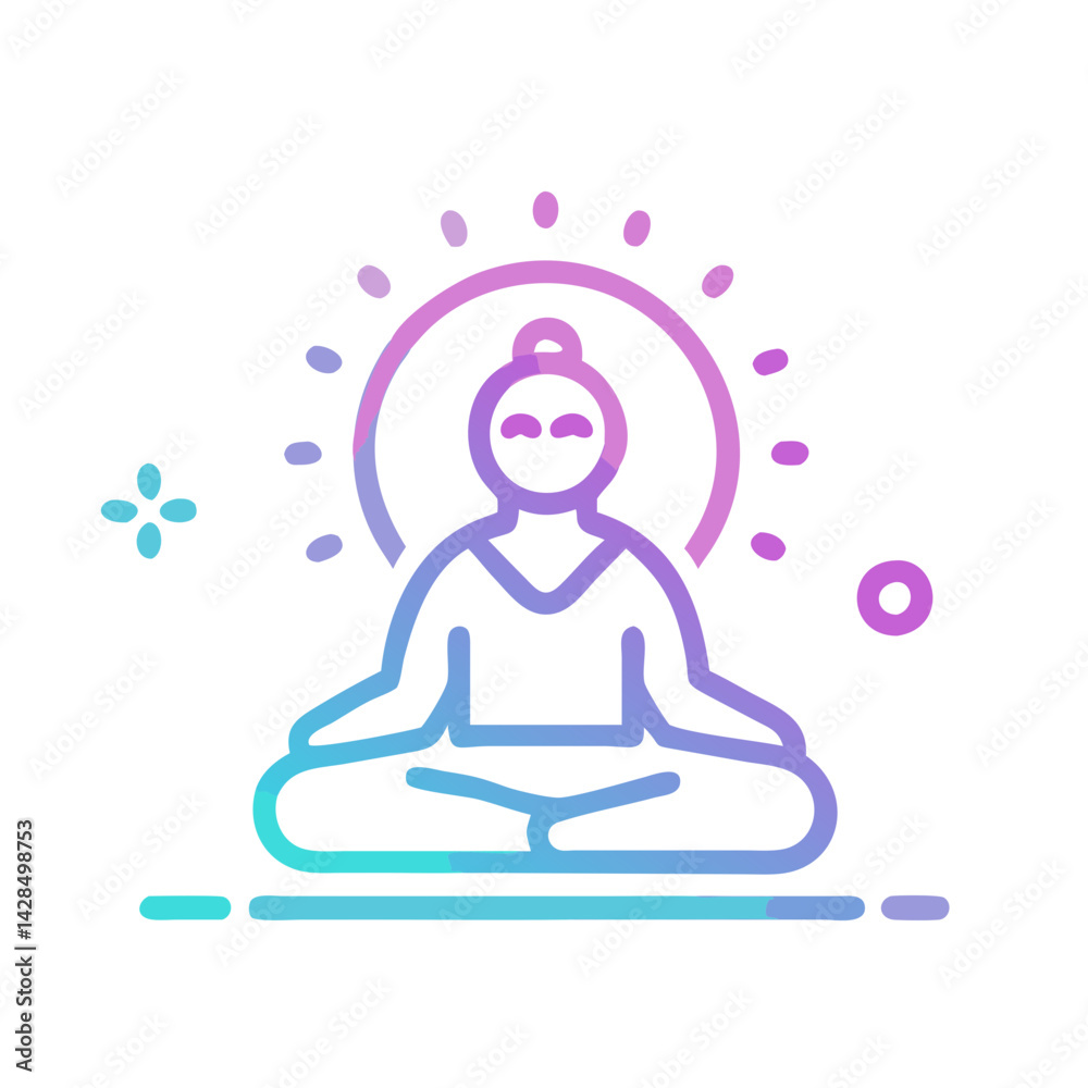 Gradient Buddha Icon in Meditation Pose on Black Gradient Buddha Icon in Meditation Pose on Black