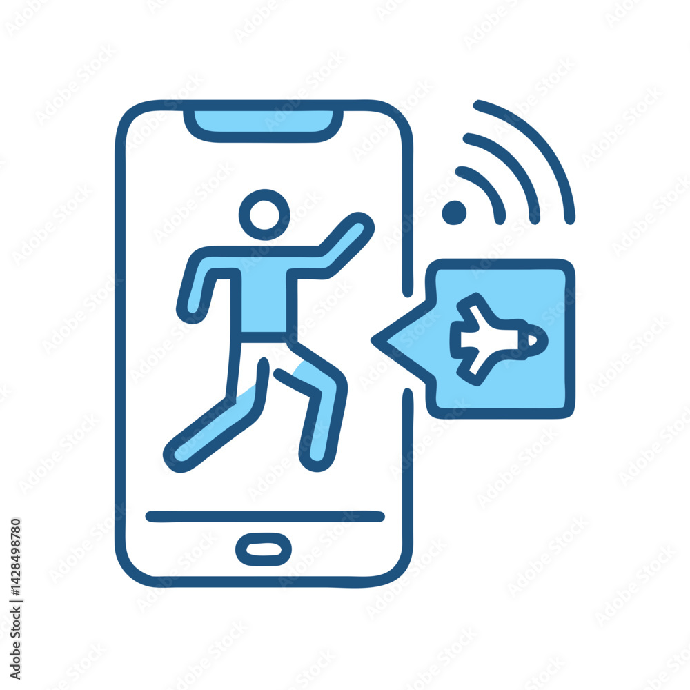 Emergency alert from mobile app icon illustration vector Emergency alert from mobile app icon illustration vector
