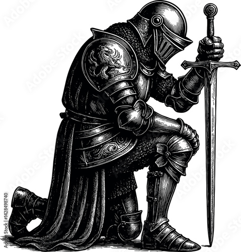Knight vector black silhouette print design