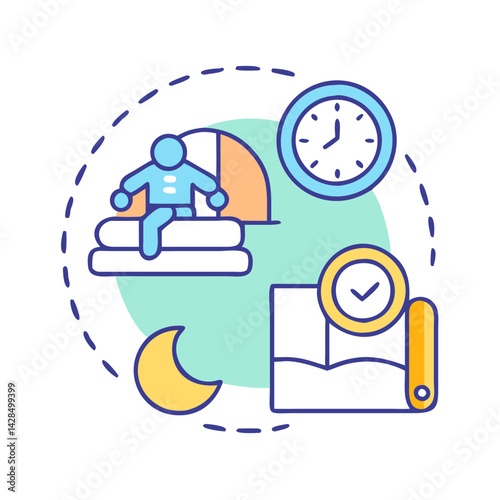 Healthy bedtime routine for better sleep infographic illustration