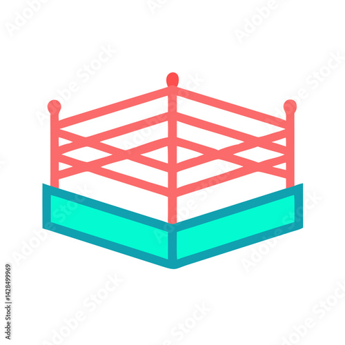 Colorful Boxing Ring Illustration on Black Background