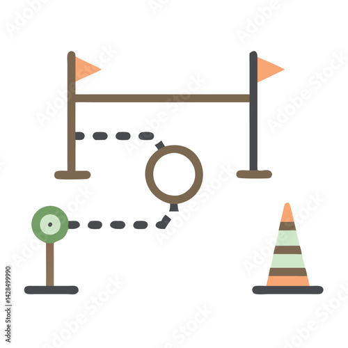 Dog agility training course graphic illustration icon design