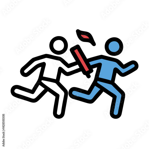 Relay Race Athlete Runner Icon with a Torch