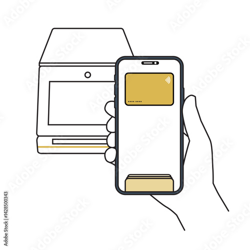 Credit card touch payment with smartphone, variable line width