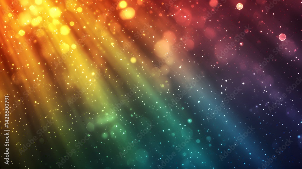 Obraz premium Rainbow Background with Light Rays and Lens Flare Explosion
