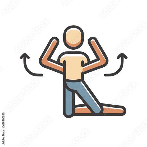 Person Kneeling with Arm Rotation Exercise Vector Illustration