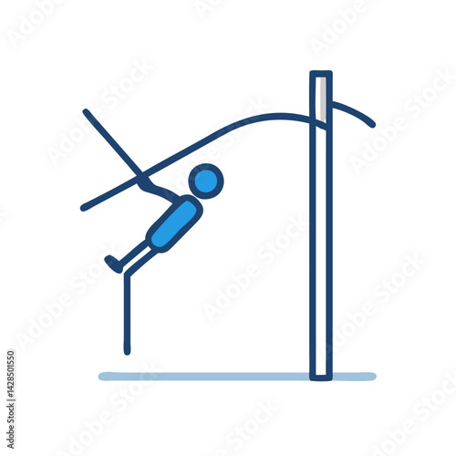Pole vaulting icon vector illustration, athletic competition