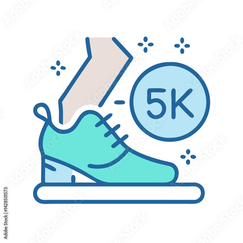 Running shoe icon for 5k race, black background