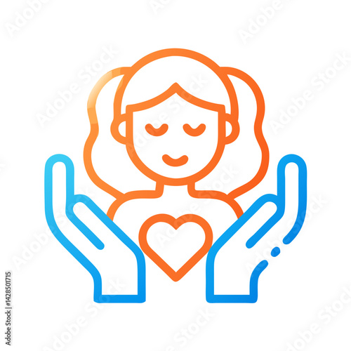 Self-Care Woman with Heart Hands Icon Gradient Style