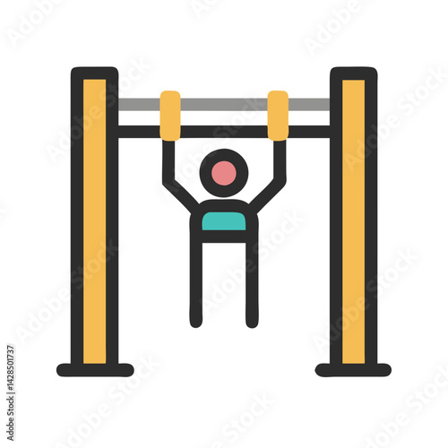 Person doing pull-ups on a pull-up bar icon