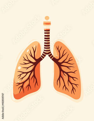 Stylized orange lungs and trachea illustration