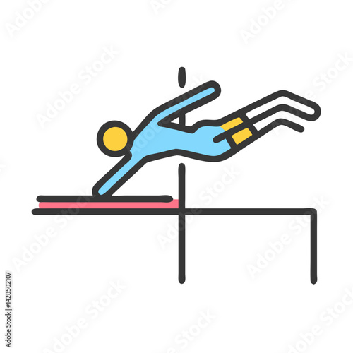 Gymnast performs a giant on parallel bars illustration