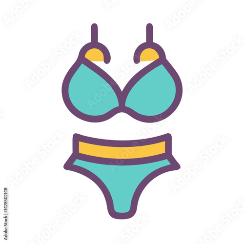 Illustration of colorful bikini with black background, beachwear
