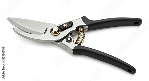 pair of pruning shears with shiny metal blades 