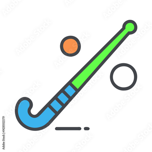 Modern Field Hockey Stick and Balls on Black Background