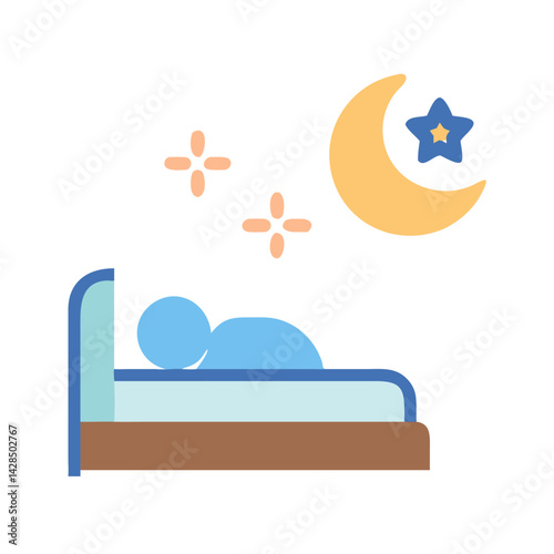 Person Sleeping Peacefully Under Moon and Stars