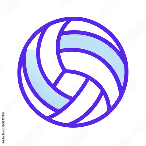 Volleyball graphic with purple outline on black background