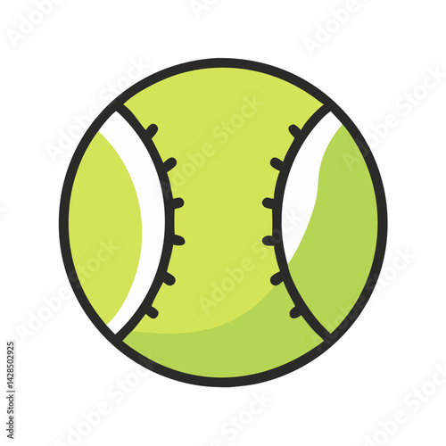 Illustrated Cartoon Tennis Ball Isolated on Black Background