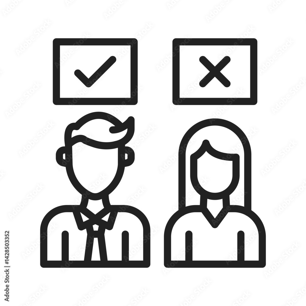 Agree Disagree icon vector image. Suitable for mobile apps, web apps and print media. Agree Disagree icon vector image. Suitable for mobile apps, web apps and print media.