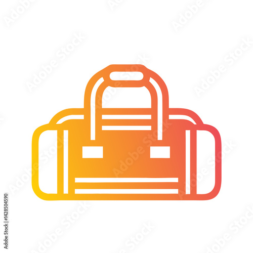 Orange Duffel Bag Icon on Black Background Illustration