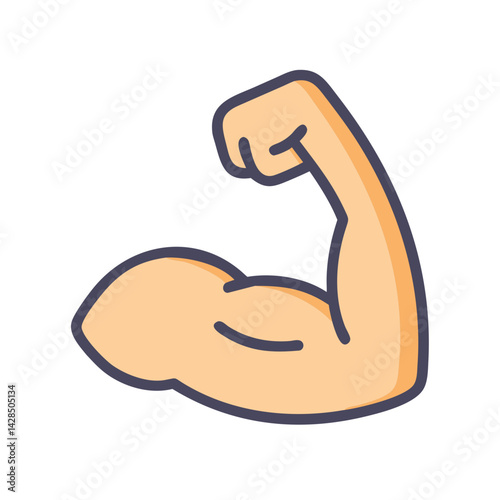 Cartoon Arm Flexing Muscle Strength on Black Background