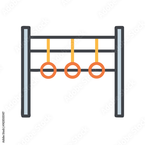 Gymnastic rings icon on black background for fitness