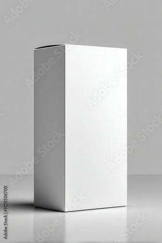 Obraz na płótnie Blank White Box Packaging on Gray Background for Product Display w salonie
