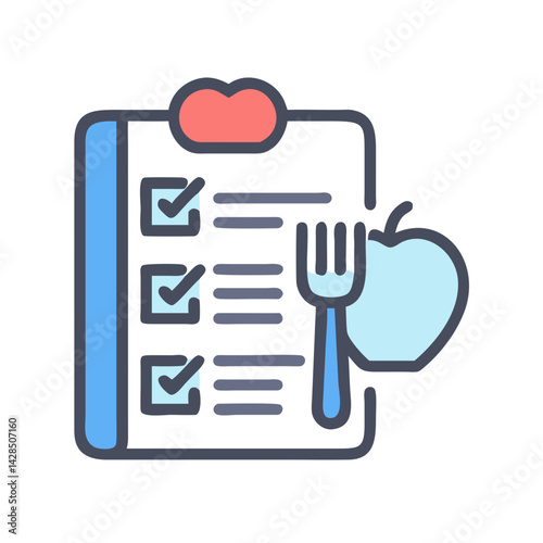 Diet plan concept with healthy food checklist illustration
