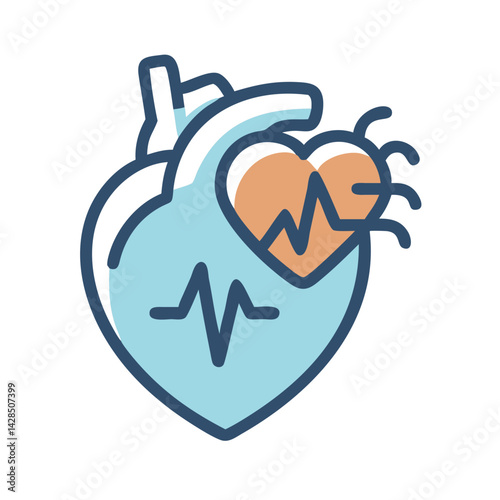 Heart Health Icon with ECG Wave Illustration
