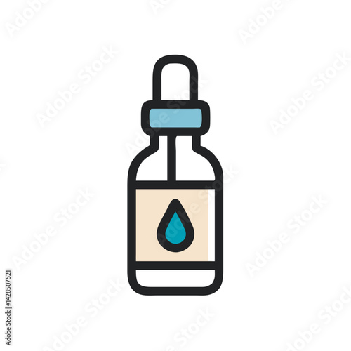 Isolated dropper bottle icon on black for essential oils
