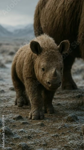 Coelodonta Antiquitatis Juvenile in Grassland