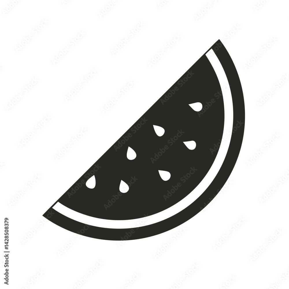 Minimalist Watermelon Slice Icon on Dark Background Minimalist Watermelon Slice Icon on Dark Background